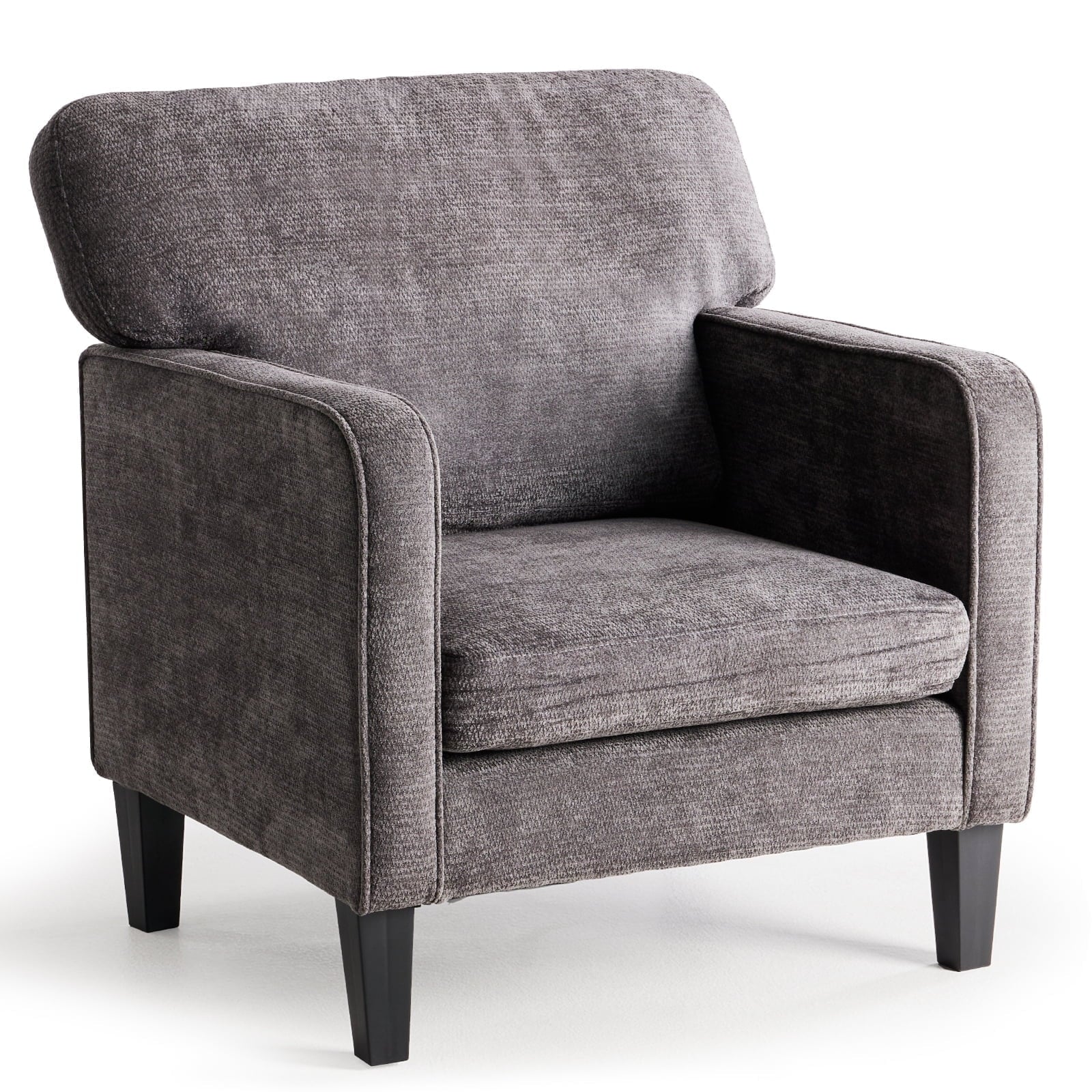 EDX Mid-Century Modern Lounge Chair â€“ Curved Back Upholstered Armchair for Living Room/Bedroom, Ergonomic Reading Chair, Apartment & Office Decor, Gray
