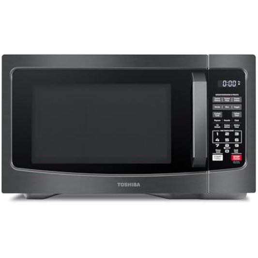 EM131A5C-BS Countertop Microwave Ovens 1.2 Cu Ft, 12.4" Removable Turntable Smart Humidity Sensor 12 Auto Menus Mute Function ECO Mode Easy Clean Interior Black Color 1000W