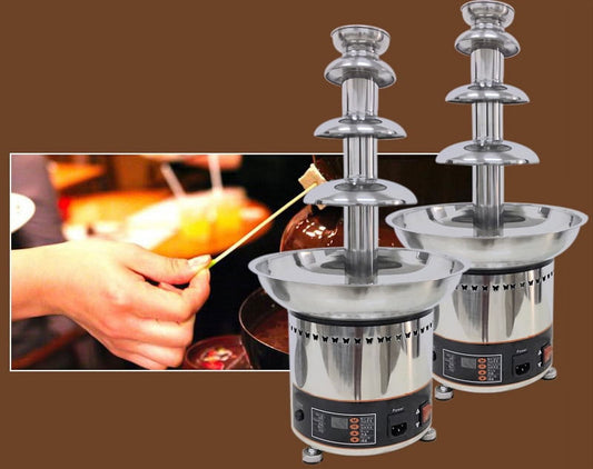 EQCOTWEA 4 Tiers Commercial Chocolate Fountain Fondue Numeric Button for Party Wedding Birthday Stainless Steel 110V