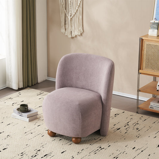 EUROCO Low-Back Armless Accent Chair,Modern Upholstered Living Room Chair with Skin-Friendly Upholstery and Exquisite Round Pine Wood Feet, Suitable for Small Living Spaces,Balcony and Bedroom,Purple