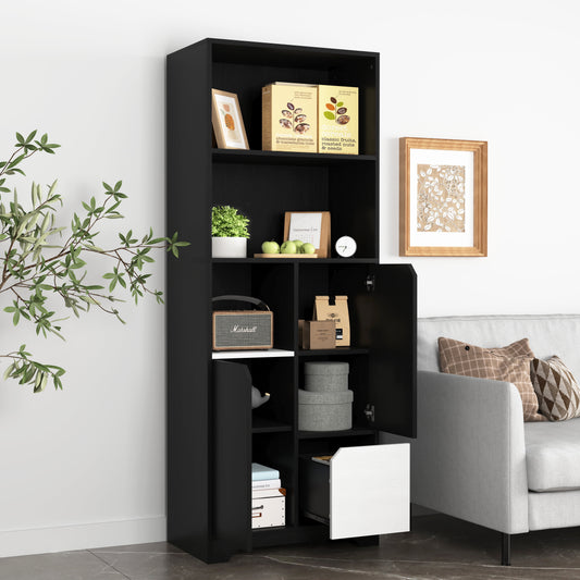EXRACING 63" Tall Bookcase with 1 Drawer Freestanding Display Storage Shelves,Black