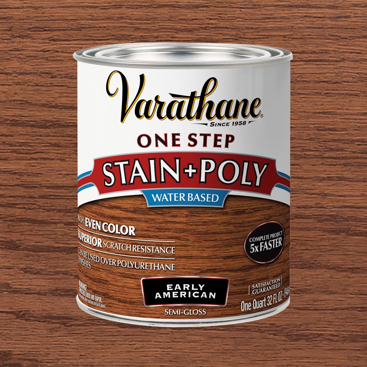 Early American, Varathane One Step Interior Wood Stain + Polyurethane, Semi-Gloss -336361, Quart