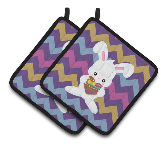 Easter Rabbit with Chocolate Heart Pair of Pot Holders