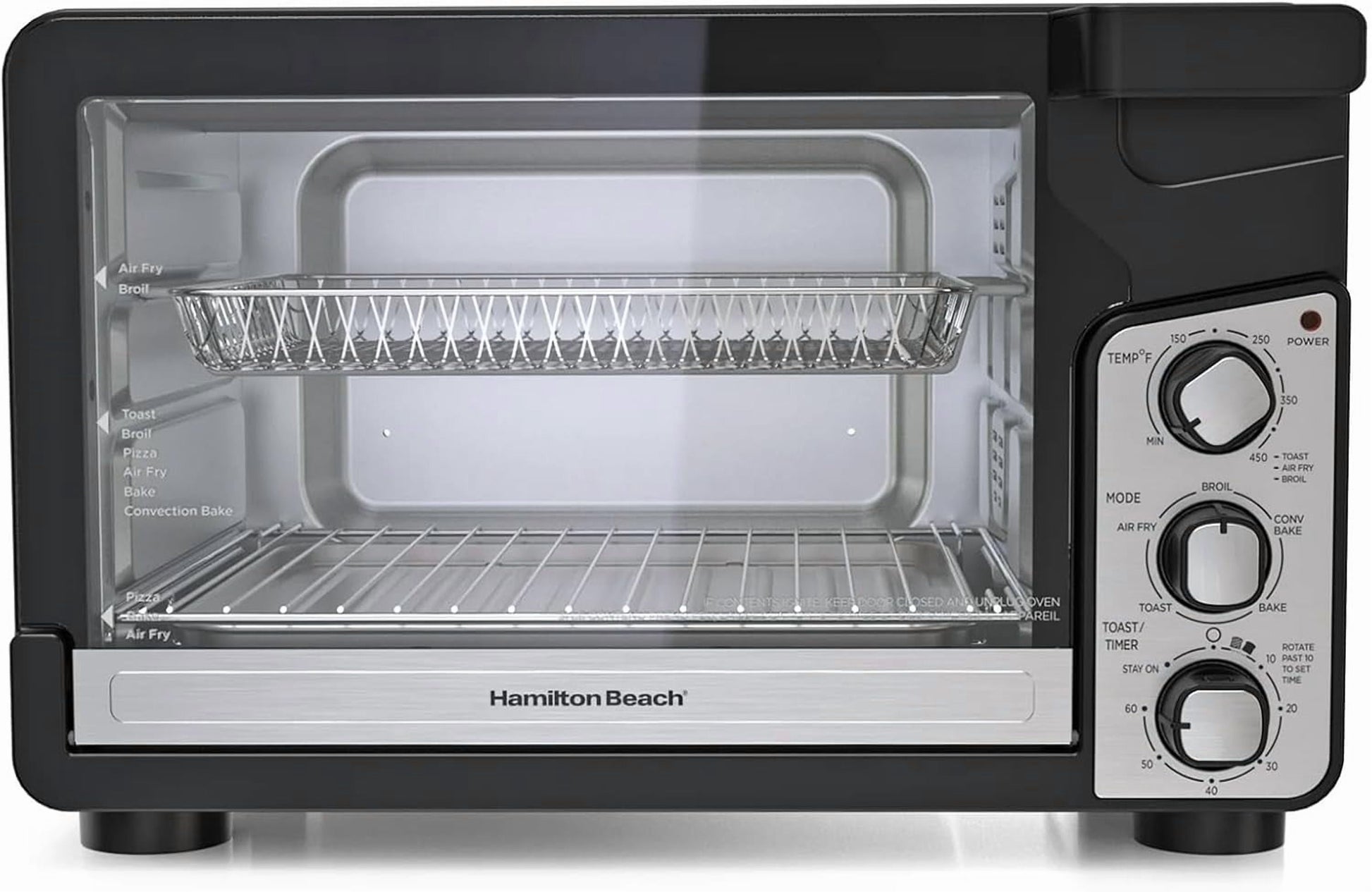 Easy View XL Toaster Oven with Sure-Crisp® Air Fry, 1750W, 6-Slice Capacity, 12” Pizza Fit, 5 Cooking Modes, Extra-Large Window, Timer & Temp Control Dial, Air Fry Basket Included