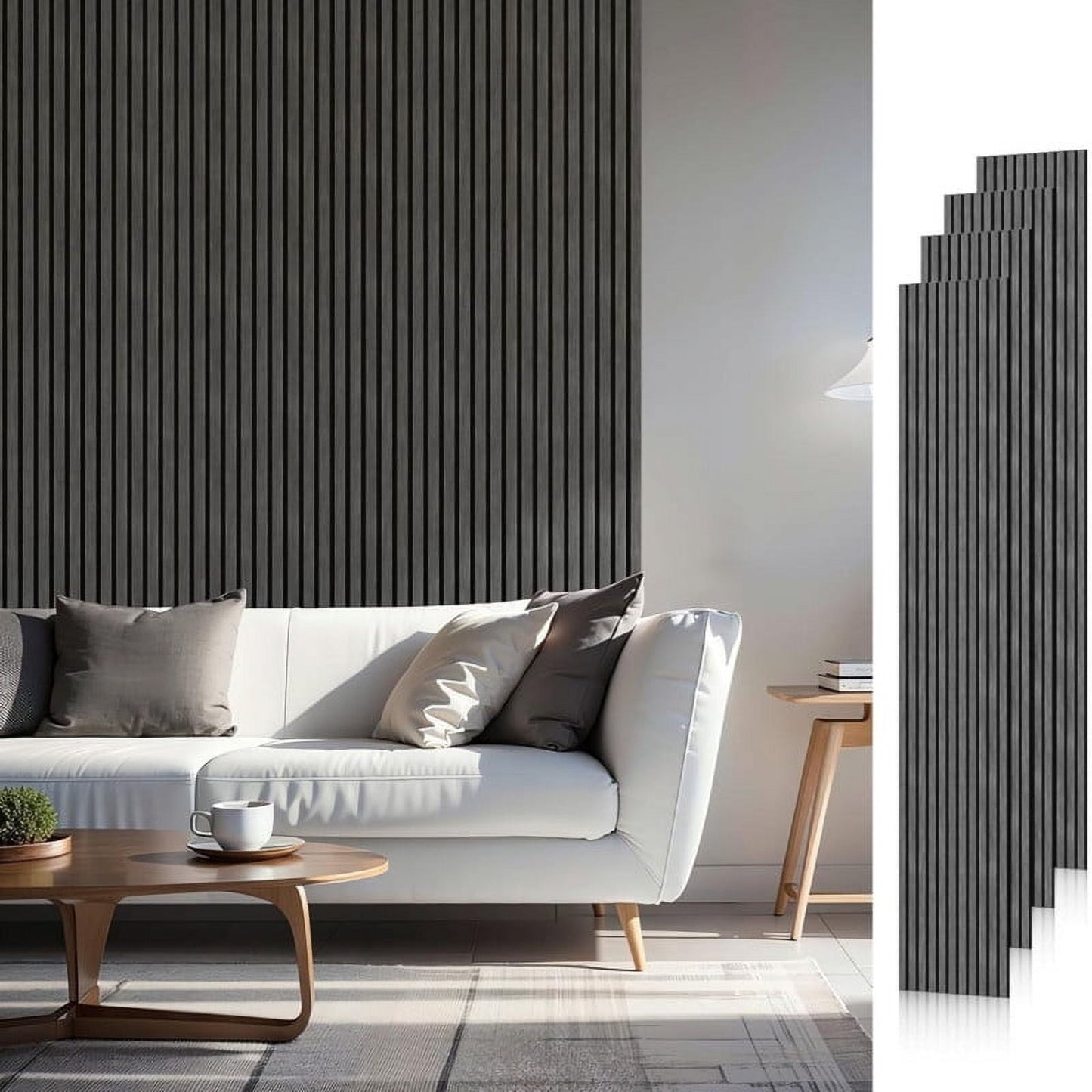 Easy4Home 4Pcs Wood Slat Acoustic Panels 94.5" x 12.6" Soundproof Wall Panels,Classic Oak