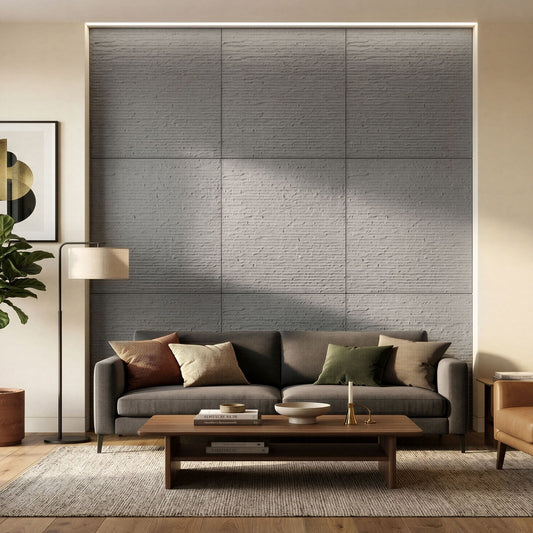 Easy4Home 8Pcs 24"x24" Flexible Stone Wall Panels 3D Faux Stone Texture Decorative Wall Tiles for Interior and Exterior Wall, Gray