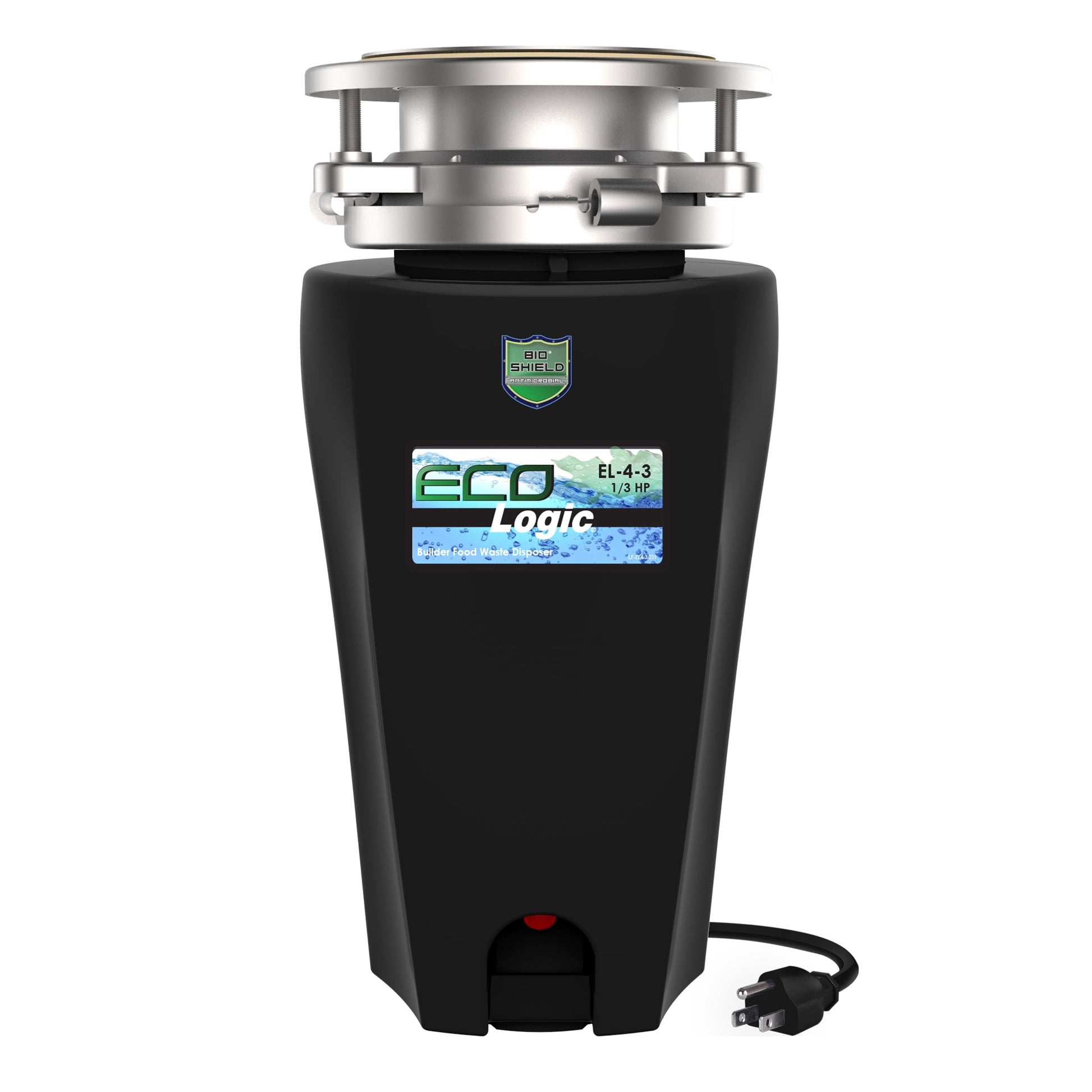 Eco Logic Compact 1/3 HP Continuous Feed Kitchen Garbage Disposal with Power Cord,  Quiet Grind, Easy Install, 10-US-EL-4-3B
