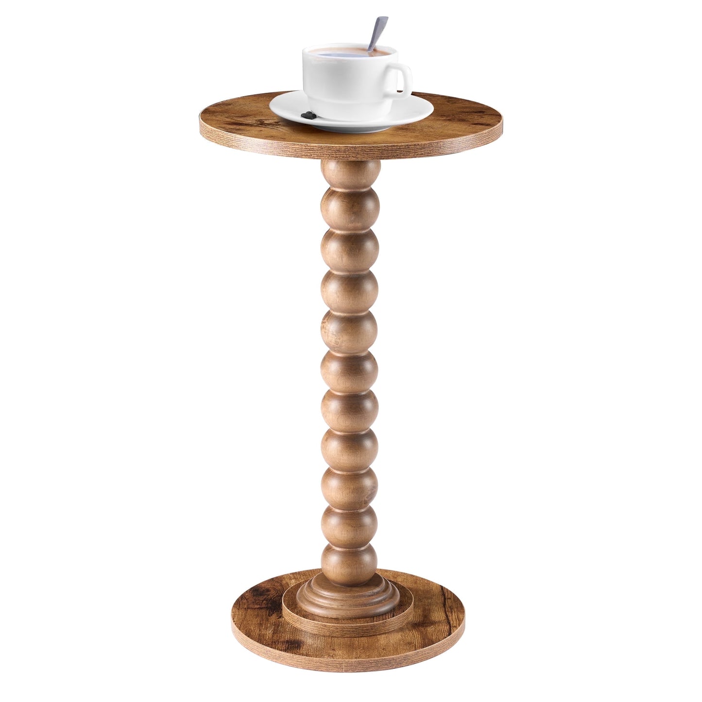 EDX Mesa Auxiliar Redonda - Mesa PequeÃ±a para Bebidas con Patas de Madera Maciza para Sala de Estar Dormitorio Oficina, MarrÃ³n