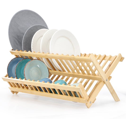 Elama 2-Tier Collapsible Kitchen Bamboo Drying Dish Rack