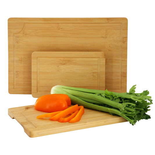 Elama 3 Piece Bamboo Cutting, Prep and Serving Boards