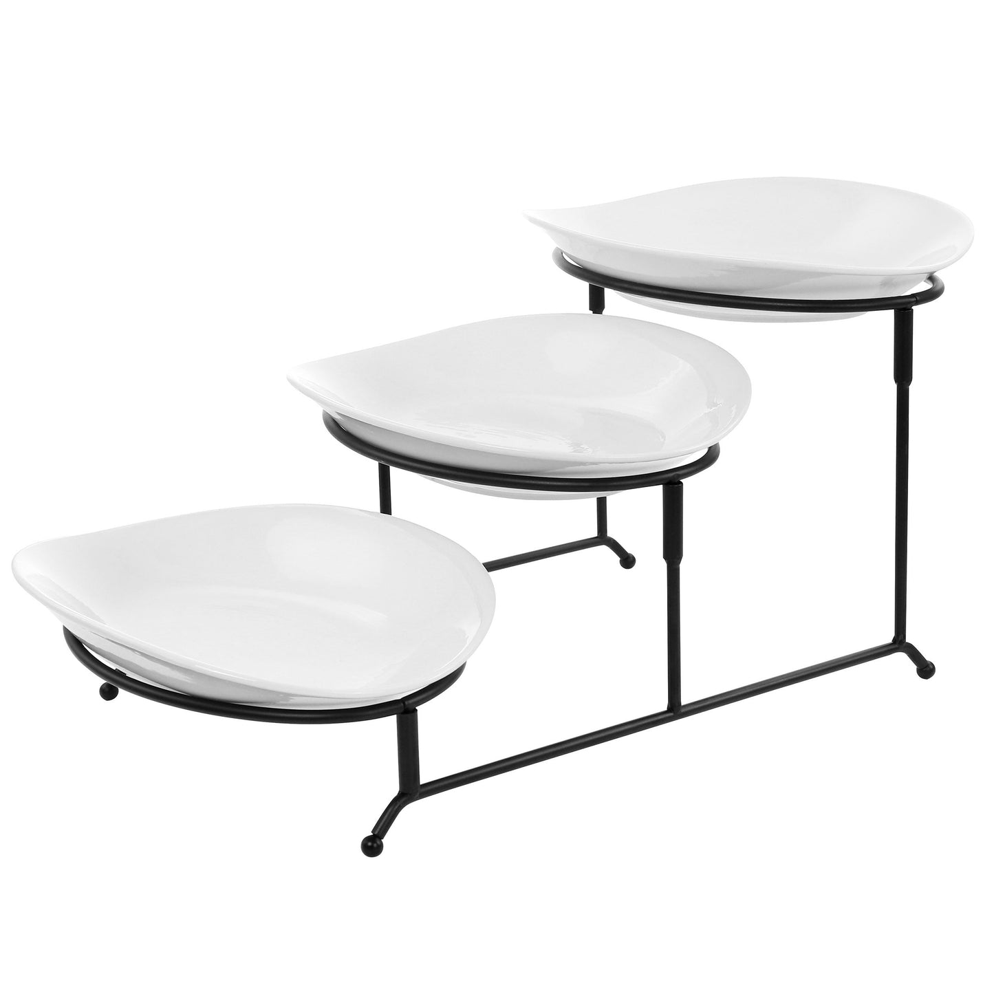 Elama 3 Tier Oval Plate Porcelain Serverware Set
