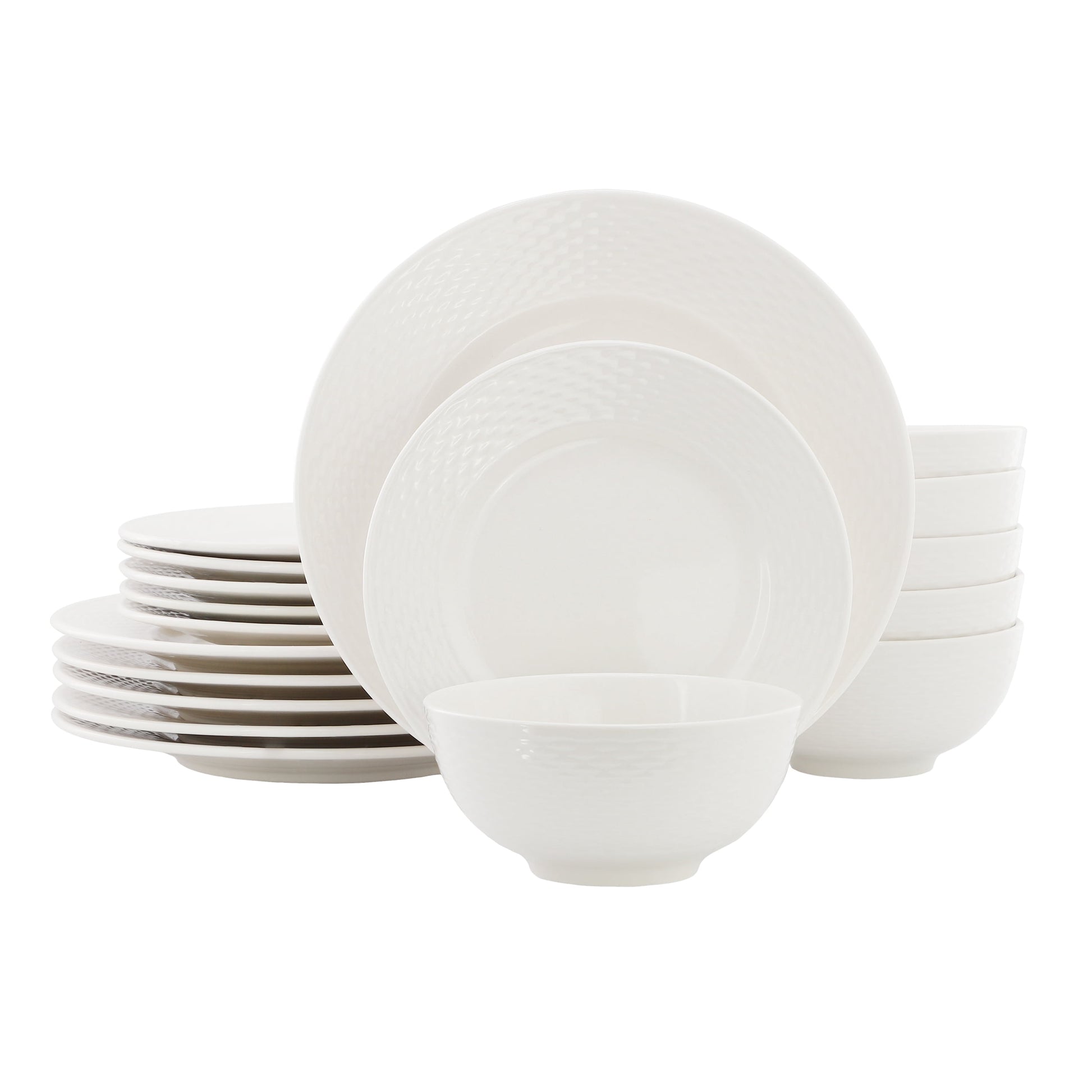 Elama Fiona 18 Piece Stoneware Dinnerware Set in White