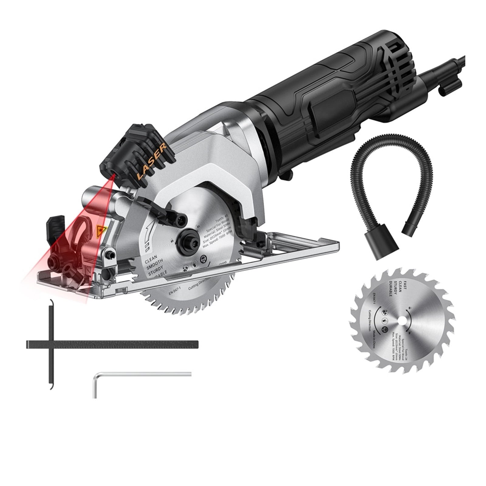 Electric Circular Saw with Cutting Guide 4.8 Amp 4-1/2 Inch 3500RPM Handheld Circular Saws for Wood Tile and Plastic Cuts