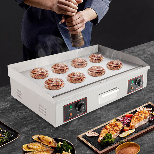 Electric Countertop Flat Top Griddle Food grade Stainless Steel Commercial Kitchen with Adjustable Temperature Control 122-572℉
