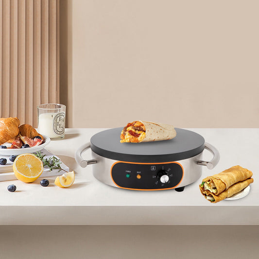 Electric Crepe Maker, Commercial Pancake Maker, 16" Heating Plate Griddle 1500W