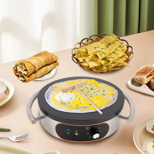 Electric Crepe Pan Single Hotplate Adjustable Temperature 50℃-300℃ Non-Stick