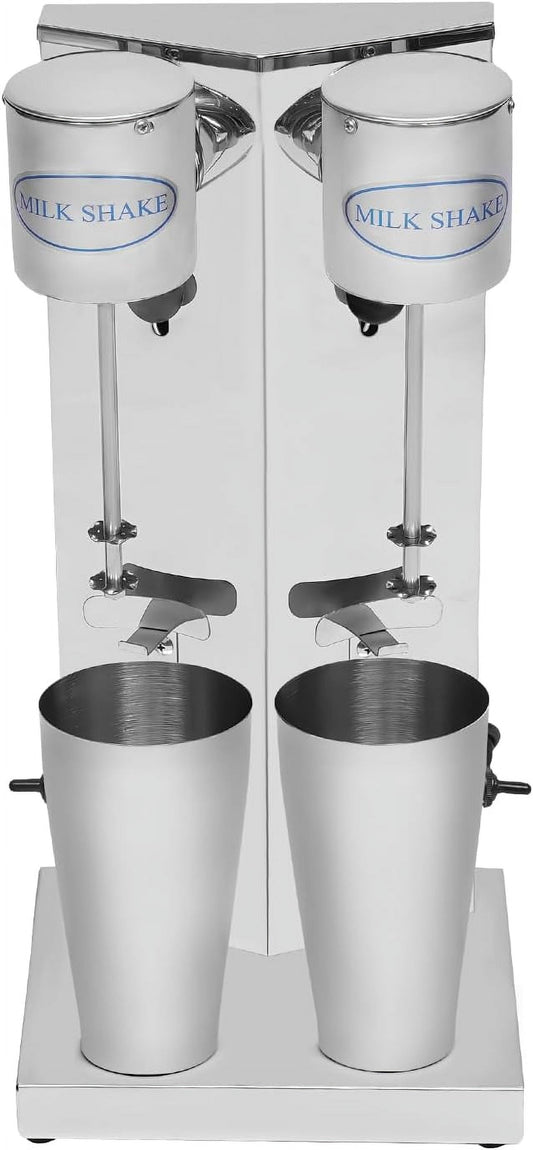 Electric Milkshake Maker Machine, 2x180W Commercial Milkshake Blender Double Head Stainless Steel Smoothie Milkshake Mixer Malt Blender Machine Drink Mixer for Commercial and Home Use