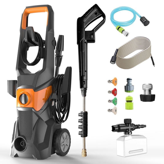 Electric Pressure Washer, 3000PSI Max 2.4 GPM Power Washer with 32 Ft Hose 32 Ft Power Cord, 4 Quick Connect Nozzles, Foam Cannon, Suitable for Clean Cars, Patios, Driveways, Fences, Pool