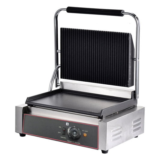 Electric Sandwich Press Grill, Grooved Cooking Plates, Indoor Commercial Grill for Breakfast Panini
