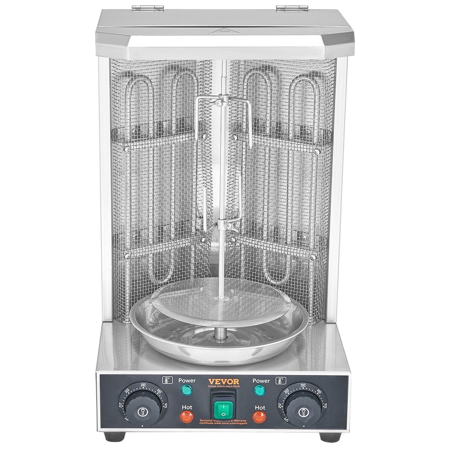 Electric Shawarma Grill Machine, 13 lbs Vertical Rotisserie Oven with 2 Burners, Doner Kebab Cooker for Home & Restaurant Use