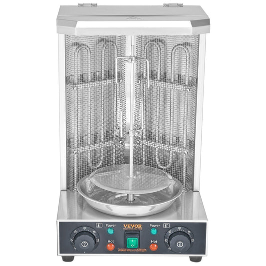 Electric Shawarma Grill Machine, 13 lbs Vertical Rotisserie Oven with 2 Burners, Doner Kebab Cooker for Home & Restaurant Use