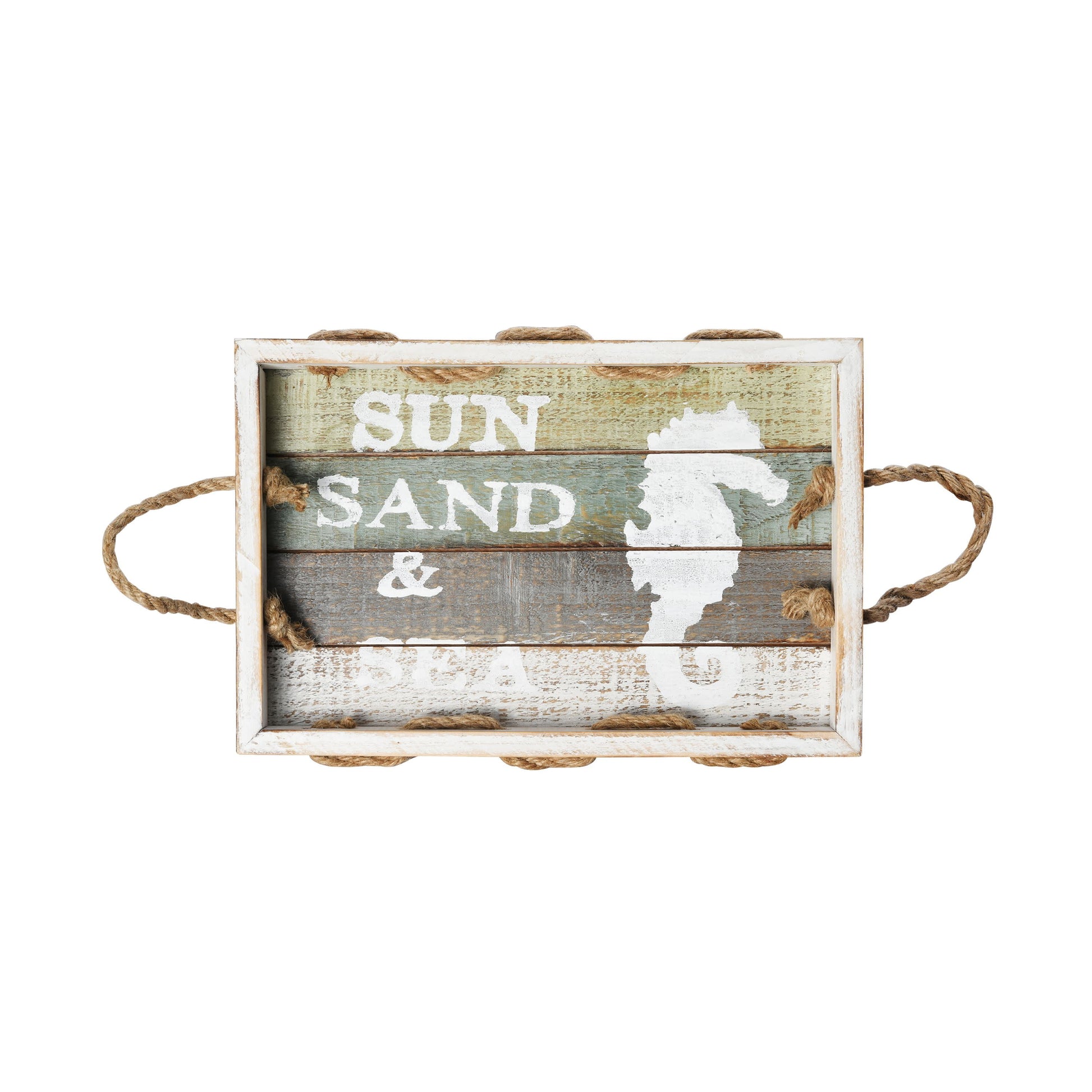 Elements Sun Sand and Sea horse Wood Tray, 14-inch, Assorted