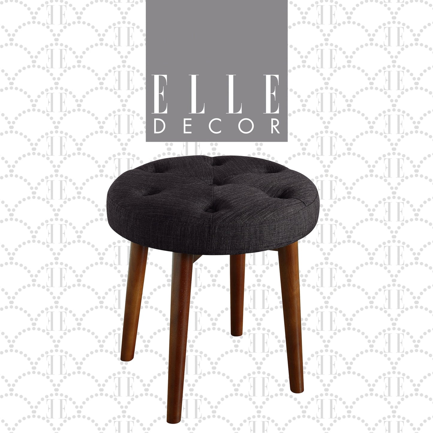 Elle  Decor Penelope Round Tuft Stool Graphite