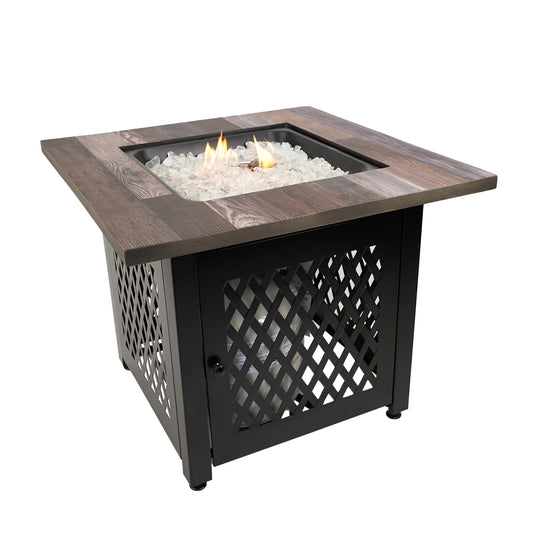 Endless Summer Nate  30" Square Outdoor UV Printed LP Gas Fire Pit​ Table