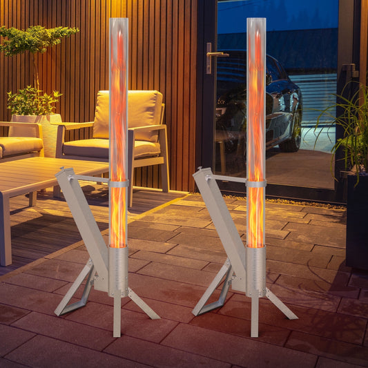 Enyopro 2 Piece Outdoor Smokeless Pellet Heater, Portable 430 Stainless Steel Glass Tube, Patio Pellet Torch with Tripod, Upgraded Ashtray, Eco-Friendly Wood Heater for Backyard, Patio, Camping