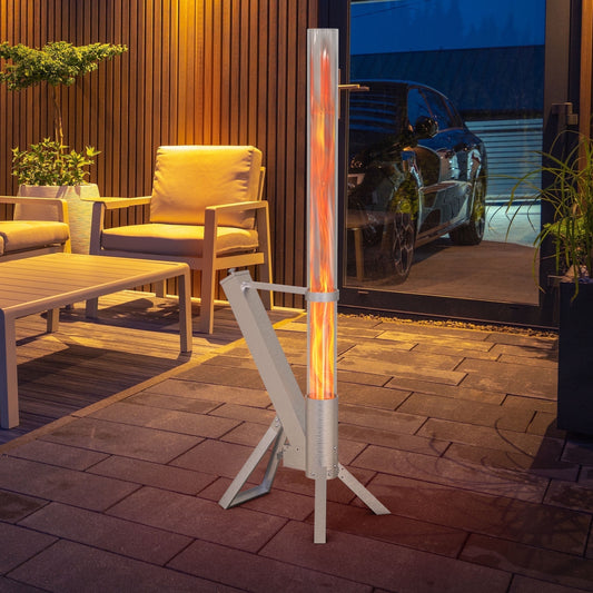 Enyopro Portable Smokeless Pellet Heater, Outdoor Heater with 430 Stainless Steel & Heat-Resistant Glass Tube, Silent Flame Torch for Party Ambiance, Upgraded Ash Box & tripod Base