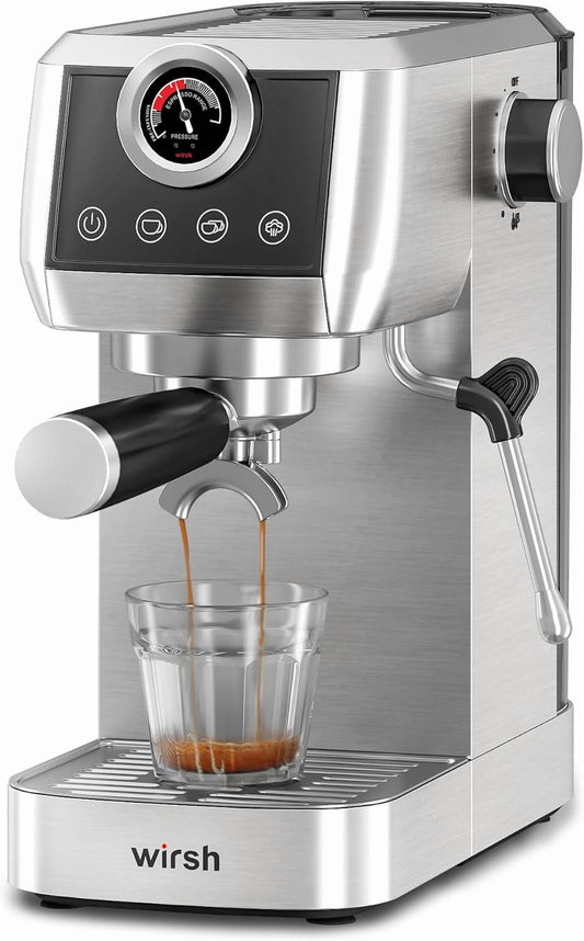 Espresso Machine,20 Bar Semi-Automatic Espresso Maker with Pressure Gauge, Steam Wand, Stainless Steel Expresso Coffee Machine for Espresso/Latte/Cappuccino, Touch Screen,Home Barista Plus
