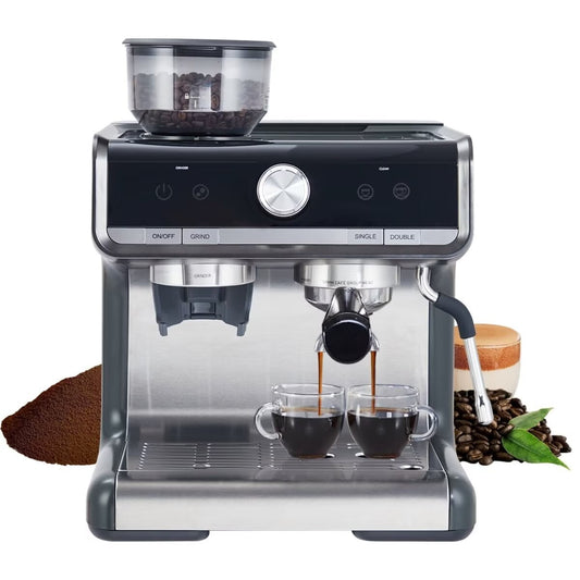 Espresso Machines with Grinder, 20 Bar Semi-Automatic Espresso Maker with Milk Frother Steamer Wand, 95 oz Removable Water Tank for Latte Cappuccino, Dark Gray
