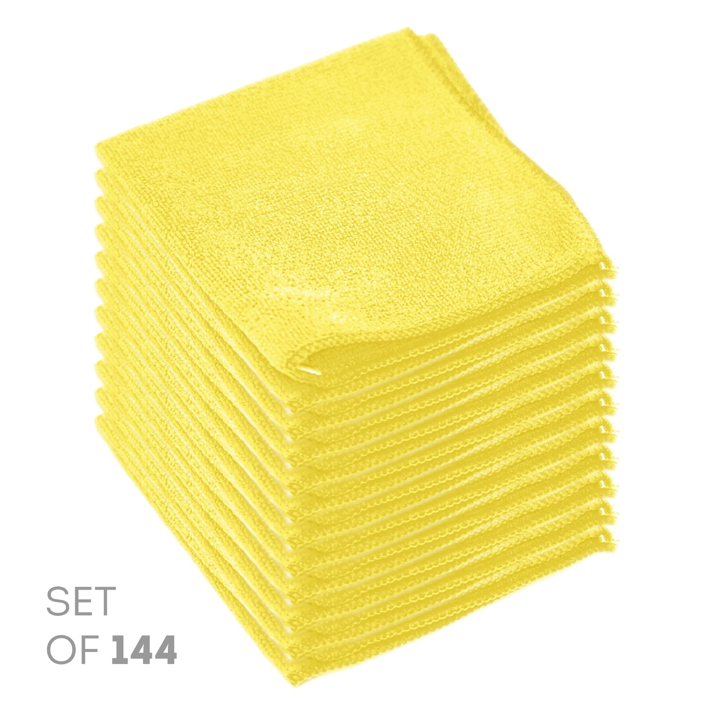Etienne Alair Super Soft Microfiber Cleaning Cloth - Set of 144 Yellow Washcloths - 12 x 12 Inches