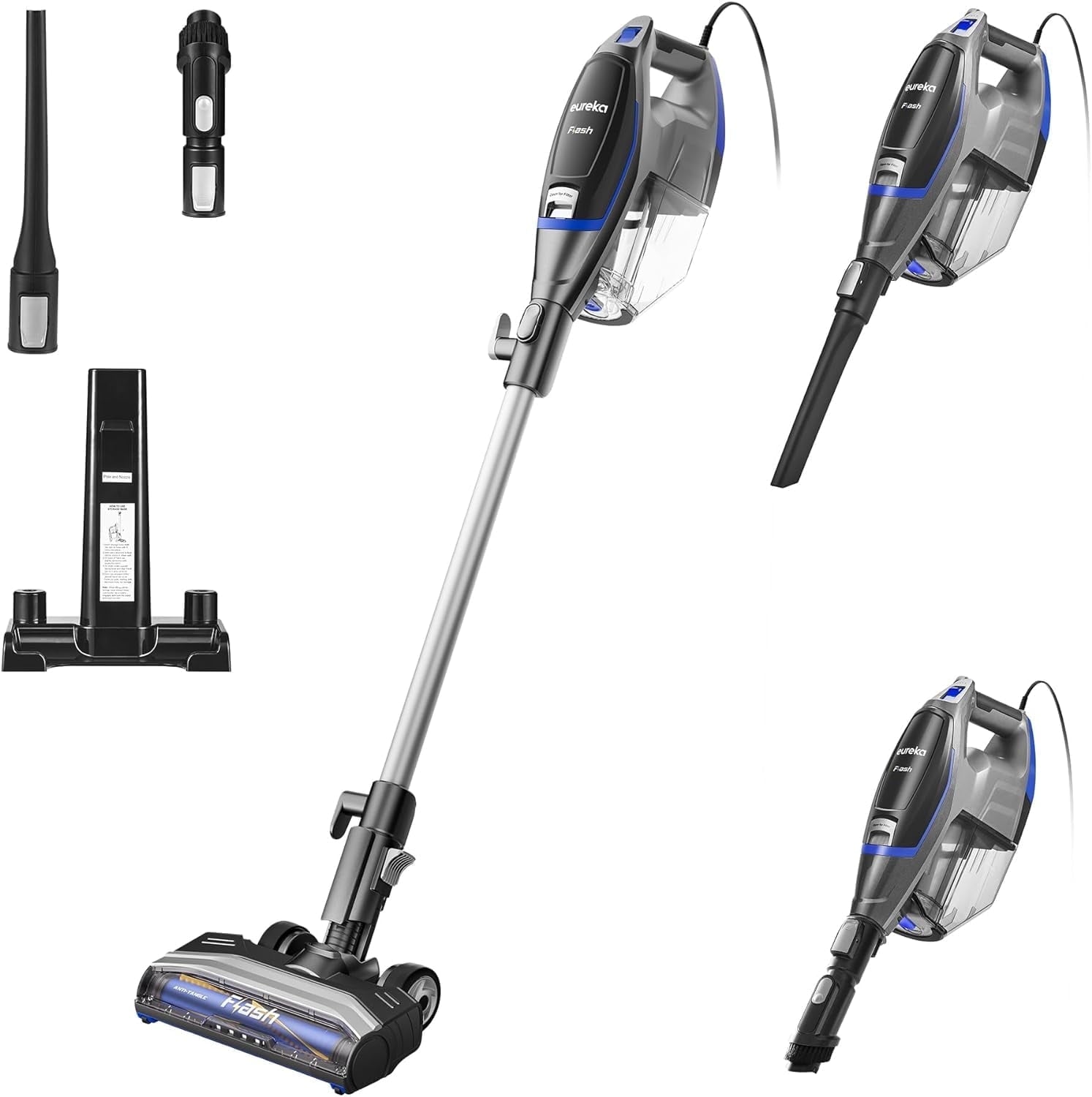 Eureka Corded Stick Vacuum with Attachments for Pet Hair, Carpet, Hardwood Floors, NES520BL, New