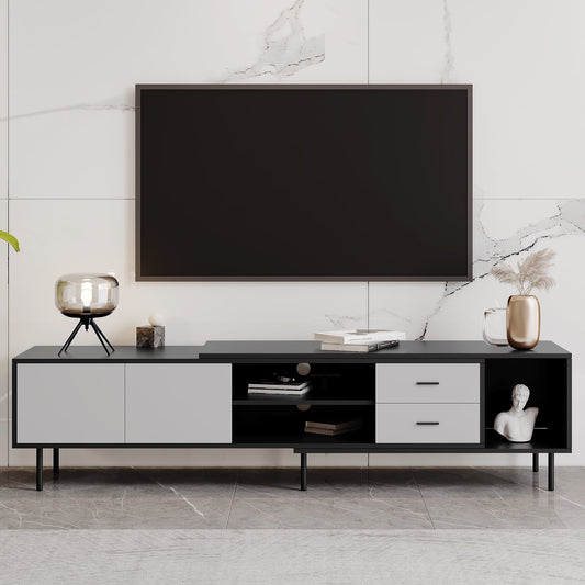 Euroco Modern TV Stand for 80'' TV with 2 Doors, Media Console Table, Entertainment Center with Large Storage Cabinet for Living Room, Bedroom