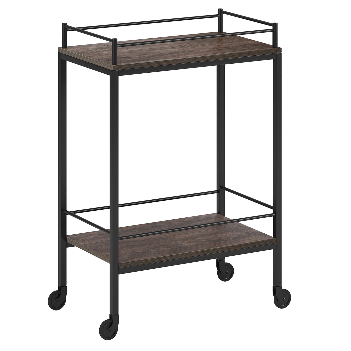 Evelyn&Zoe Barnes 23.5" Wide Rectangular Bar Cart, Alder Brown