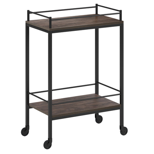 Evelyn&Zoe Barnes 23.5" Wide Rectangular Bar Cart, Alder Brown