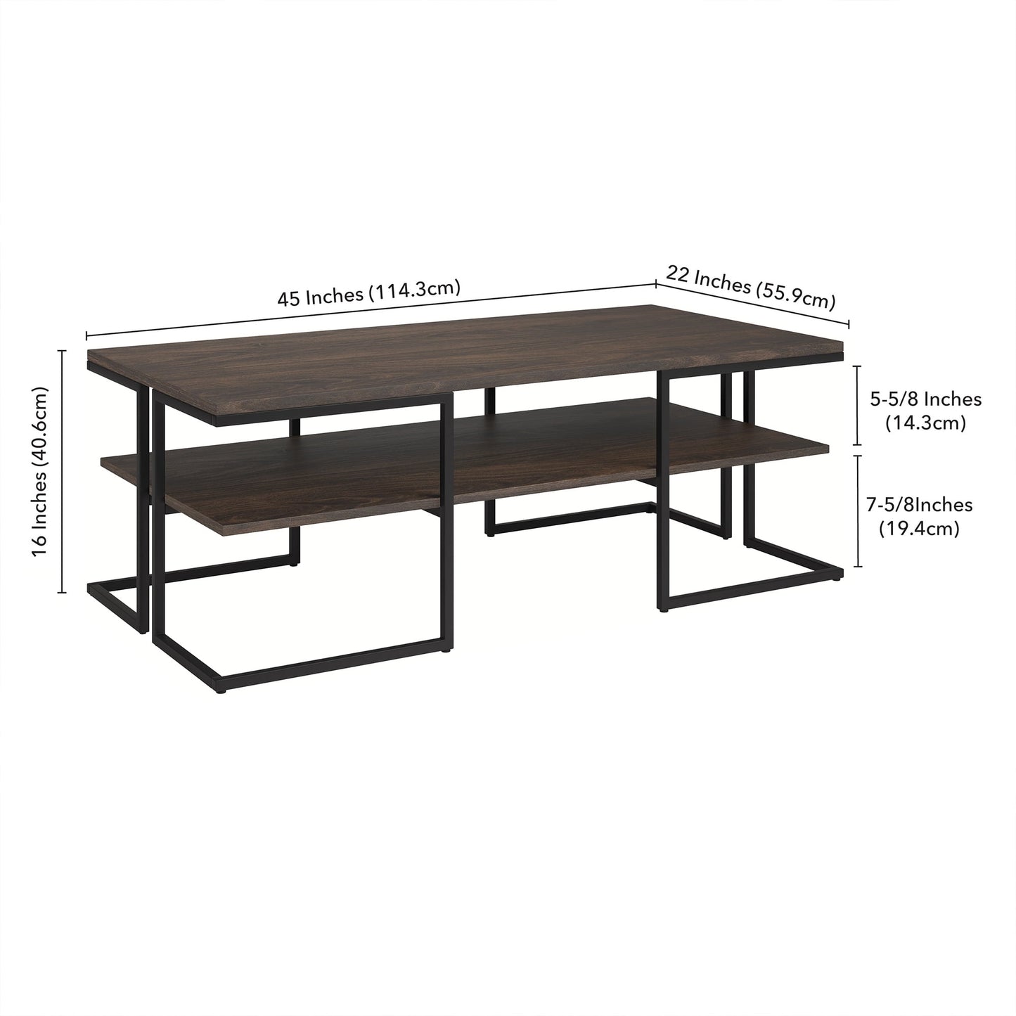 Henn&Hart 45" Gold Coffee Table