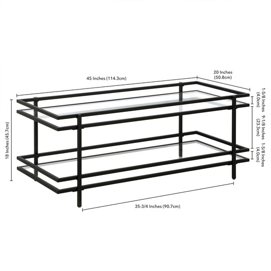 Evelyn&Zoe Robillard 45" Wide Rectangular Coffee Table in Blackened Bronze