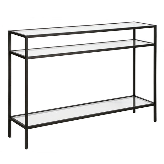 Evelyn&Zoe Siviline 42" Wide Rectangular Console Table, Brass