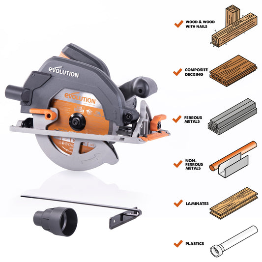 Evolution R185CCS 120V, 15A 7-1/4in Corded Circular Power Saw, 6000 RPM