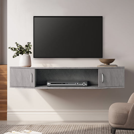 FITUEYES Floating TV Stand with Colorful LED Light, Wall Mounted TV Shlef, Entertainment Center Console Stand with Storage Cabinets for Living Room Bedroom