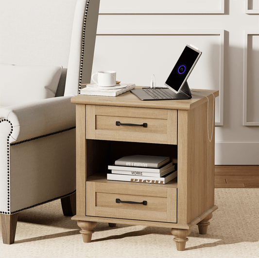 FITUEYES Indoor Medium Density Fiberboard Rectangle End Table, Oak