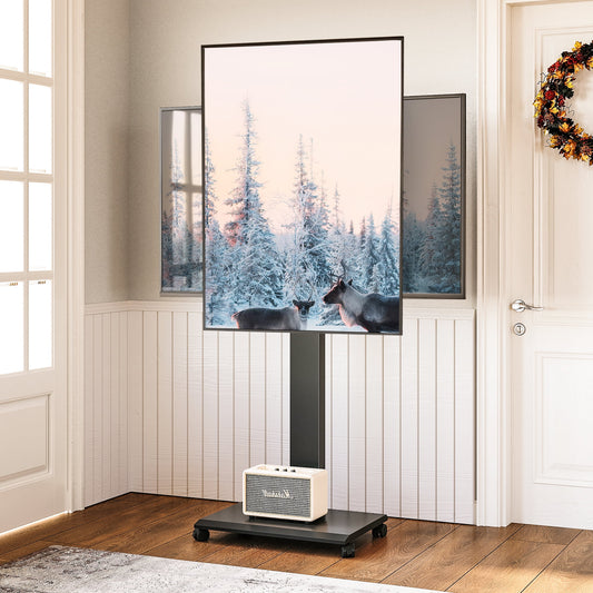 FITUEYES Rolling TV Stand for 32-75 inch,Horizontal and Vertical Swivel,Black