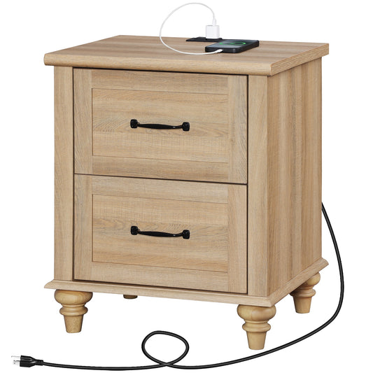 FITUEYES Rustic/Lodge Storage Medium Density Fiberboard Rectangle End Table, Oak