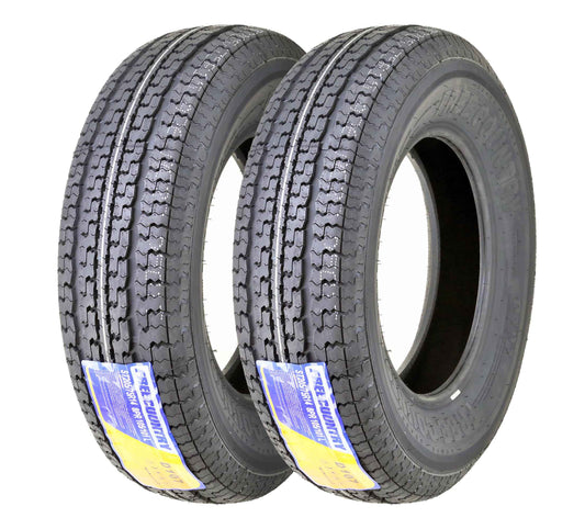 FREE COUNTRY New Premium Trailer Tires ST 205/75R14 8PR Load Range D Steel Belted w/Scuff Guard, Set of 2