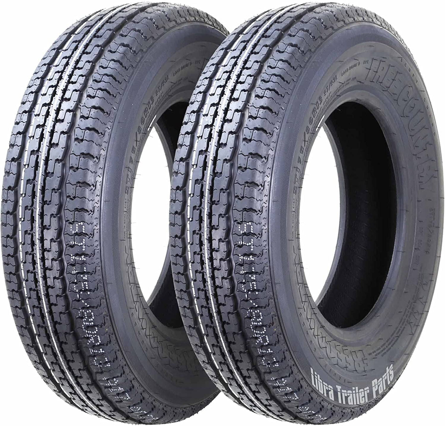 FREE COUNTRY Premium Trailer Tires ST 175/80R13 6 ply Load Range C w/Scuff Guard, Set 2