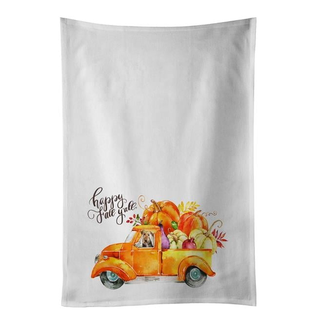 Fall Harvest Welsh Terrier White Kitchen Towel Set of 2 19 in x 28 in