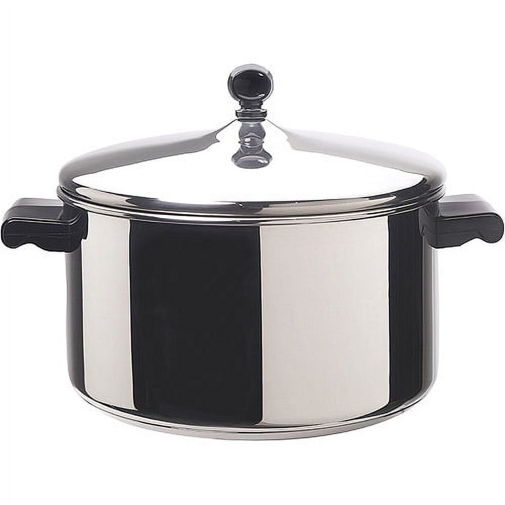 Farberware Classic Series Olla de Caldo de Acero Inoxidable de 6 Cuartos con Tapa, Compatible con InducciÃ³n, Apta para Utensilios de Metal y Lavavajillas, Acero Inoxidable