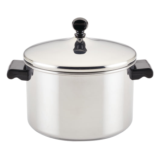 Farberware Classic Series 4 Quart Stainless Steel Sauce Pot with Lid, Induction Compatible, Metal Utensil and Dishwasher Safe, Stainless Steel